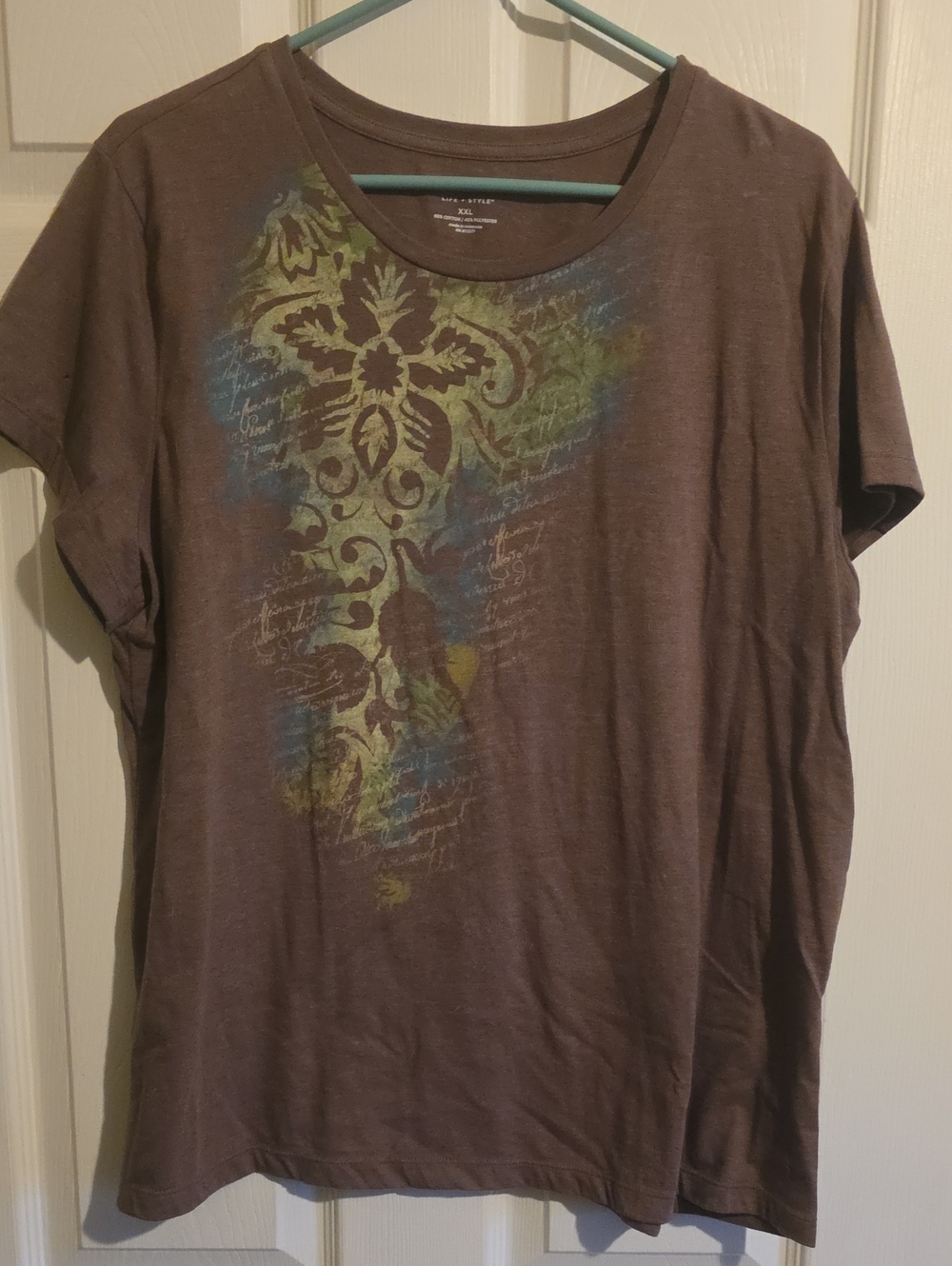 Graphic Tee with Green & Blue Motif